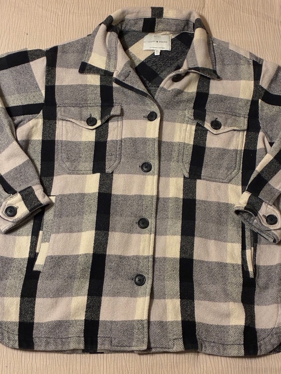 Lucky Brand Jackets & Blazers - Lucky Brand Black & Cream Plaid Button-Front Shirt/Jacket “THE SHACKET” - Sz Med